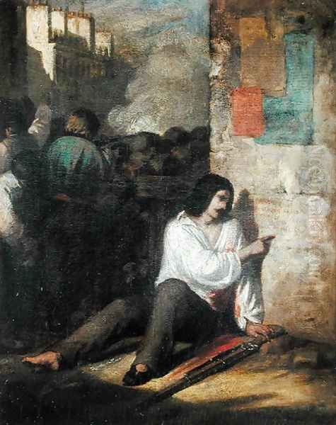 The Barricade in 1848 or The Injured Insurgent Oil Painting by Tony Johannot