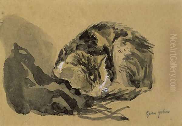 Study of a Cat Oil Painting by Gwen John