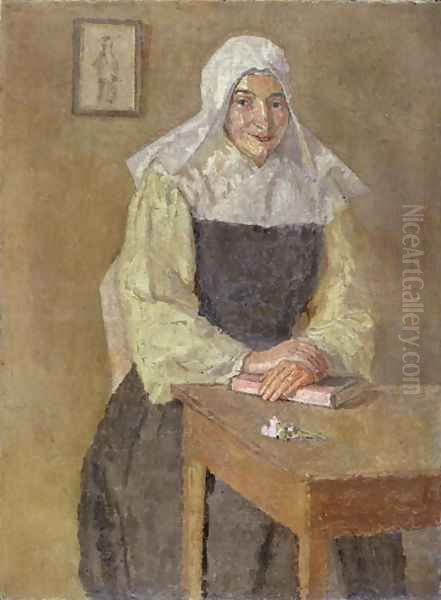 Mere Poussepin Seated at a Table Oil Painting by Gwen John