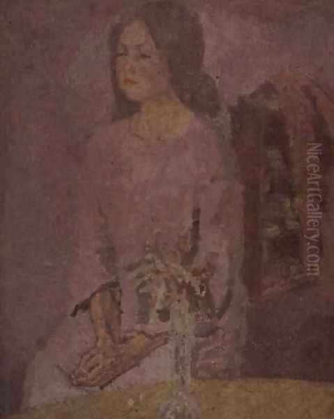 Girl in Rose Oil Painting by Gwen John