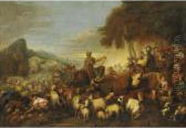 Il Viaggio Di Giacobbe Oil Painting by Giovanni Benedetto Castiglione