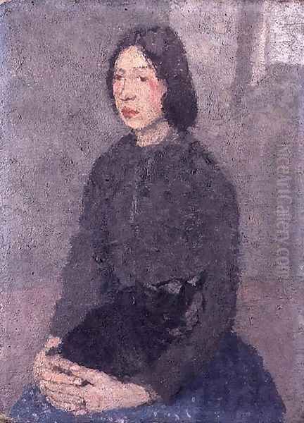 Girl with a Cat on her Lap Oil Painting by Gwen John