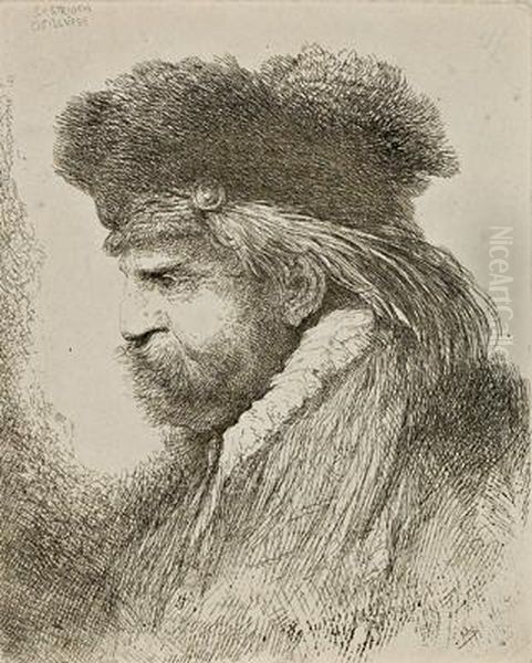 Bartiger Mann Mit Pelzmutze Oil Painting by Giovanni Benedetto Castiglione