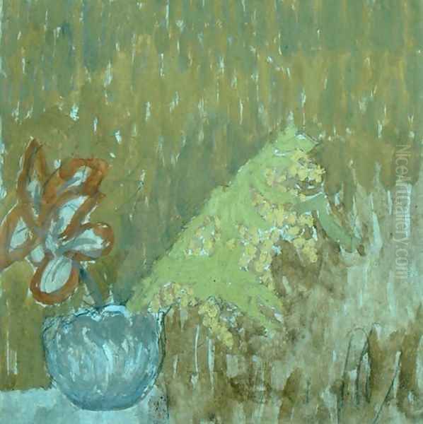 Mimosa and Other Flowers in a Vase Oil Painting by Gwen John