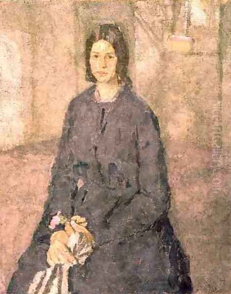 Girl Holding a Rose Oil Painting by Gwen John