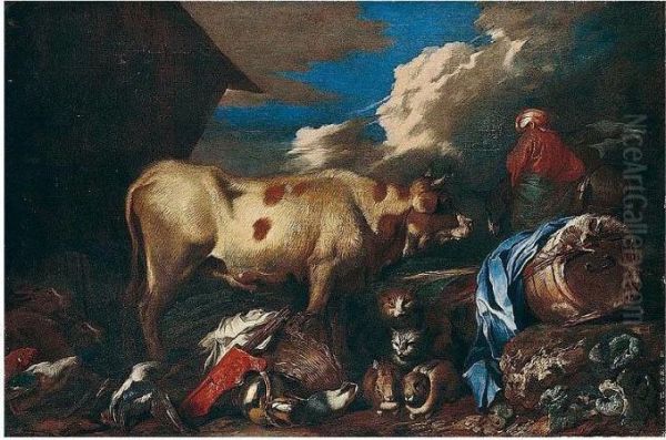 Noah Leading The Animals Out Of The Ark Oil Painting by Giovanni Benedetto Castiglione