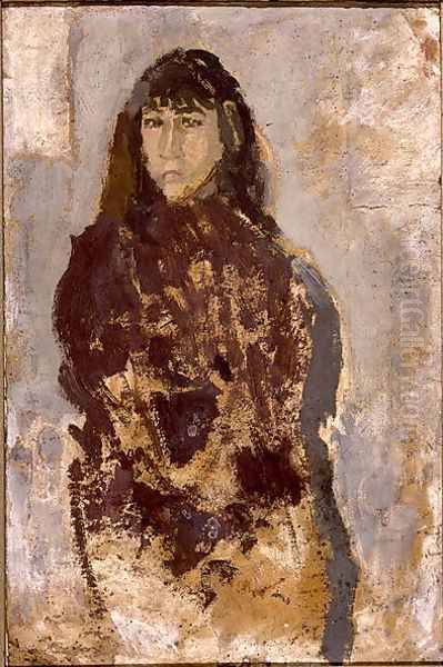 Study of a Young Woman in a Mulberry Dress Oil Painting by Gwen John