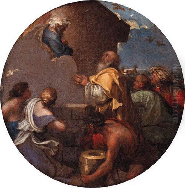 God The Father Appearing To Noah Oil Painting by Giovanni Benedetto Castiglione