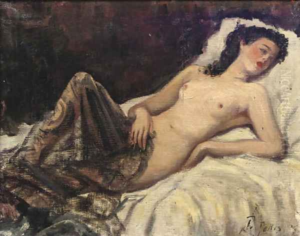 A reclining nude Oil Painting by Pio Joris