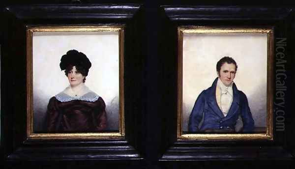 Two Portraits of a Husband and Wife in Regency Dress Oil Painting by G. Jackson