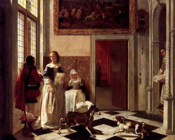 Woman Receiving a Letter 1663-65 Oil Painting by Ludolf de Jongh