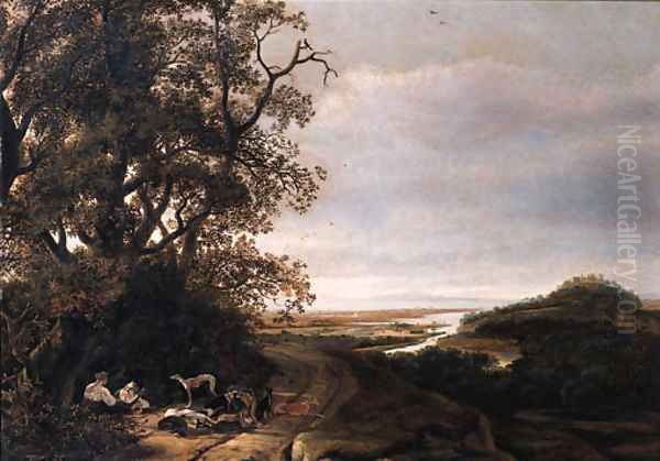 Diana and her companions resting after the chase, an extensive valley beyond Oil Painting by Ludolf de Jongh