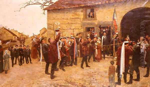 Les Conscrits (Conscripts) Oil Painting by Alfred Pierre Joseph Jeanmougin