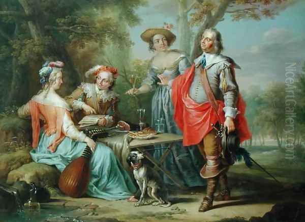 Picnic in the Park Oil Painting by Frans Christoph Janneck