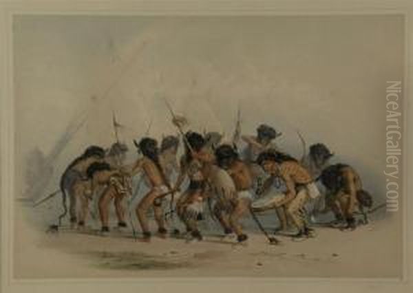 Sioux Buffalo Dance Oil Painting by George Catlin