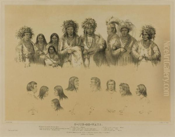 O-jib-e-ways Oil Painting by George Catlin