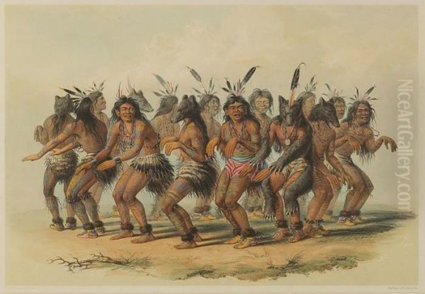 The Bear Dance Oil Painting by George Catlin