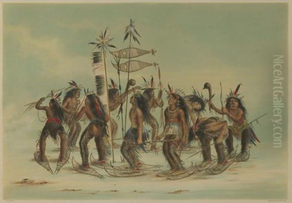 The Snow-shoe Dance by George Catlin