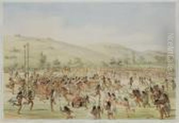 Ball Play Oil Painting by George Catlin