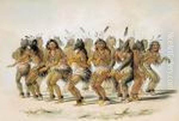 The Bear Dance Oil Painting by George Catlin