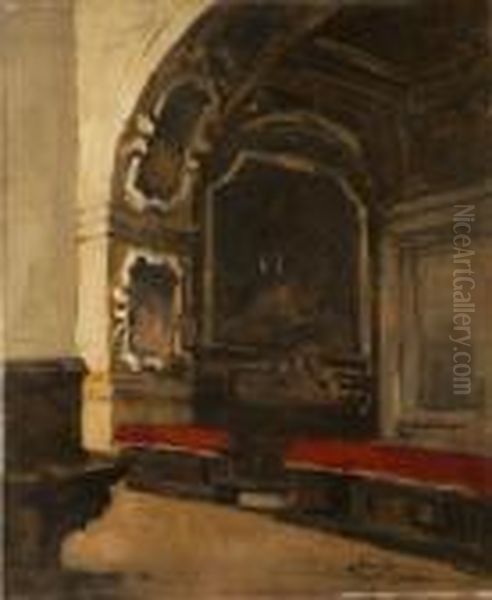 Interno Di Chiesa Oil Painting by Achille Cattaneo