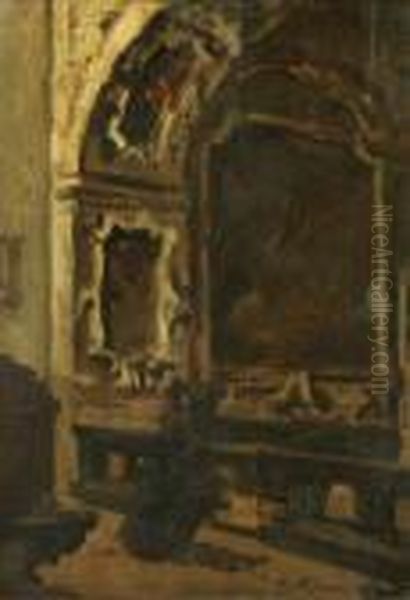 Interior De Catedral Oil Painting by Achille Cattaneo