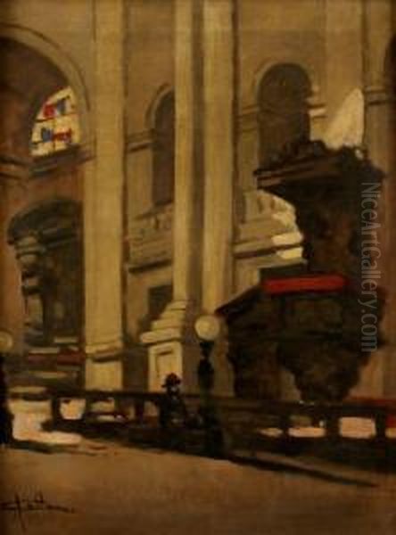 Interno Di Chiesa Oil Painting by Achille Cattaneo