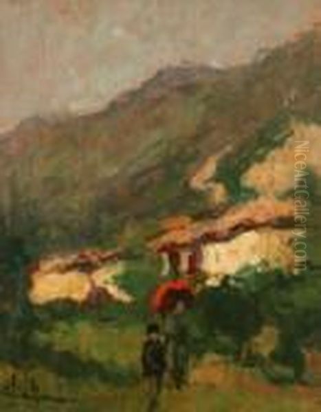 Passeggiata In Campagna Oil Painting by Achille Cattaneo