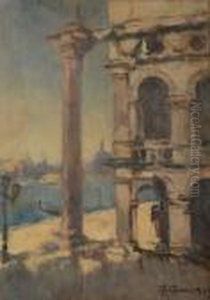 Scorcio Veneziano Oil Painting by Achille Cattaneo