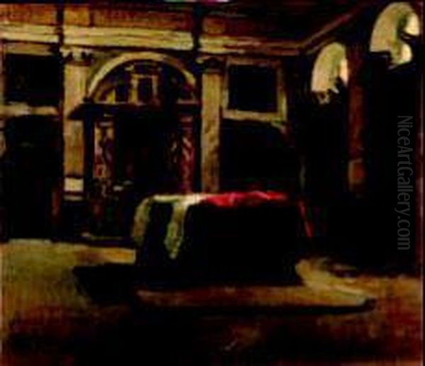 Interno Di Chiesa Oil Painting by Achille Cattaneo