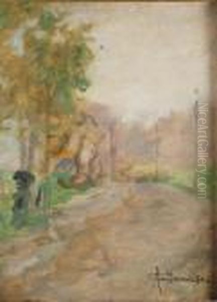 Il Parco -milano Oil Painting by Achille Cattaneo