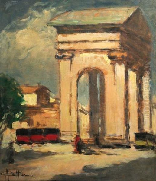 Scorcio Di Milano Oil Painting by Achille Cattaneo