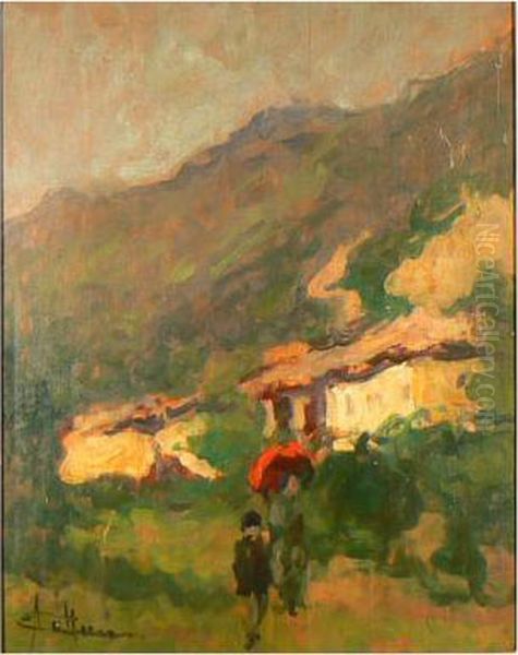 Giornata Piovosa Oil Painting by Achille Cattaneo