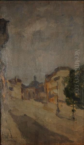 Paesaggio Urbano Oil Painting by Achille Cattaneo