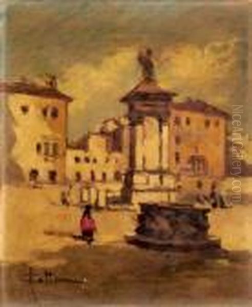 Veduta Di Citta Oil Painting by Achille Cattaneo