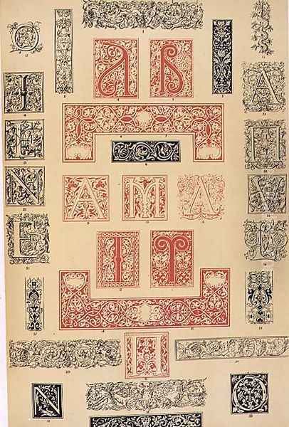 Specimens of Typographic Embellishments from 16th century Italy and France Oil Painting by Owen Jones