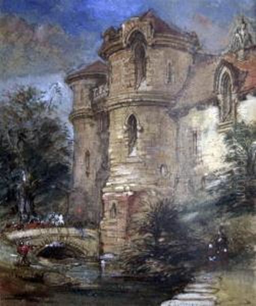 Soldiers Outside A Castle Oil Painting by George Cattermole