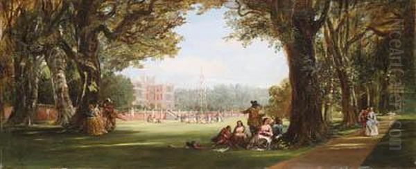 May Day At Holland House Oil Painting by George Cattermole