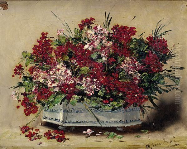 Coupe De Fleurs Oil Painting by Eugene Henri Cauchois