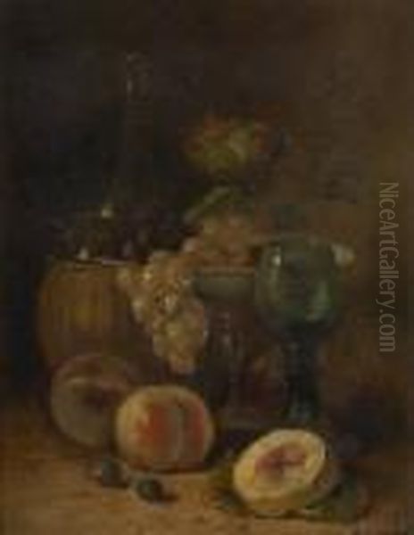 Coupe Garnie De Raisins Oil Painting by Eugene Henri Cauchois