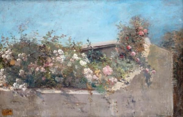 Jardin Fleuri A Domont Oil Painting by Eugene Henri Cauchois