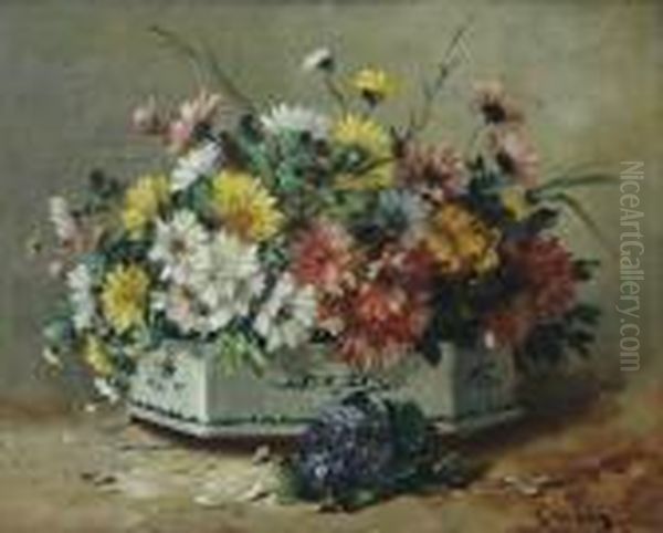 Bloemenhouder Met Veldbloemen Oil Painting by Eugene Henri Cauchois