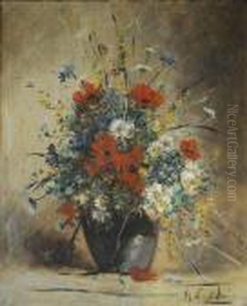 Vase De Fleurs Oil Painting by Eugene Henri Cauchois