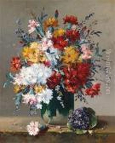 Ein Blumenstuck Mit Veilchenstraus Oil Painting by Eugene Henri Cauchois