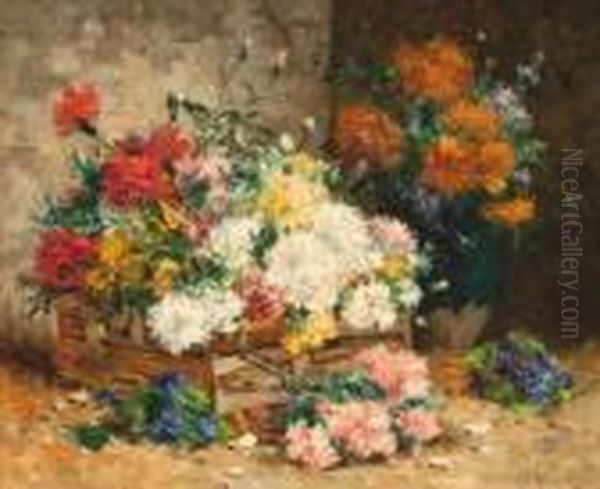 Nature Morte Aux Fleurs Oil Painting by Eugene Henri Cauchois