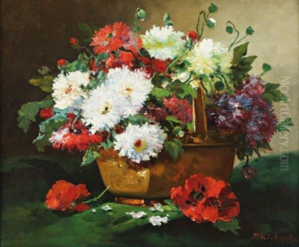 Bouquet Au Panier Oil Painting by Eugene Henri Cauchois