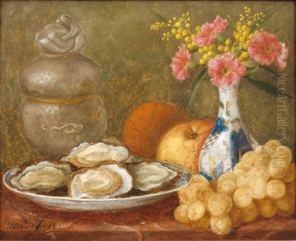 Nature Morte Aux Huitres Oil Painting by Eugene Henri Cauchois