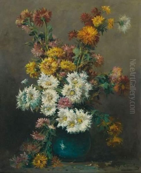 Bouquet De Fleurs Blanches Oil Painting by Eugene Henri Cauchois