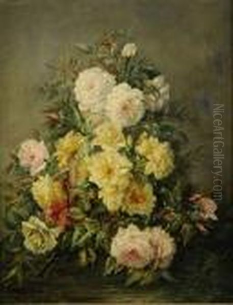 Nature Morte Aux Roses Oil Painting by Eugene Henri Cauchois