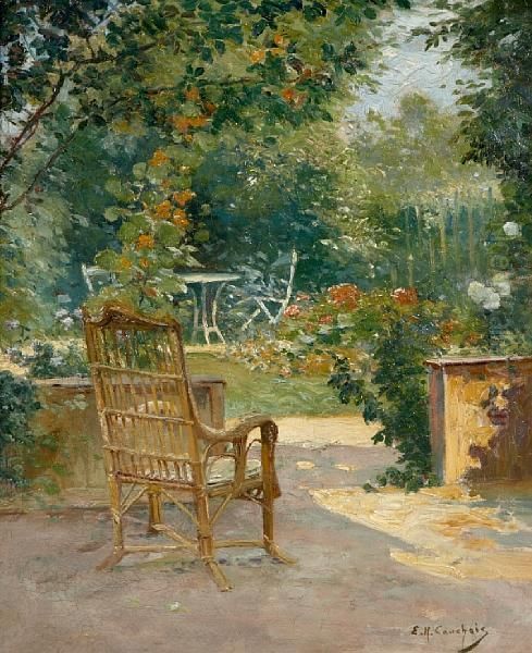 Morning In The Garden Oil Painting by Eugene Henri Cauchois